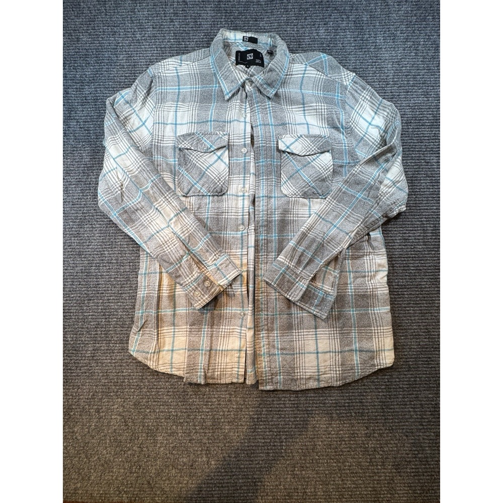 Ocean Current Men's Flannel Shirt Large Gray Plaid Long Sleeve Button Up